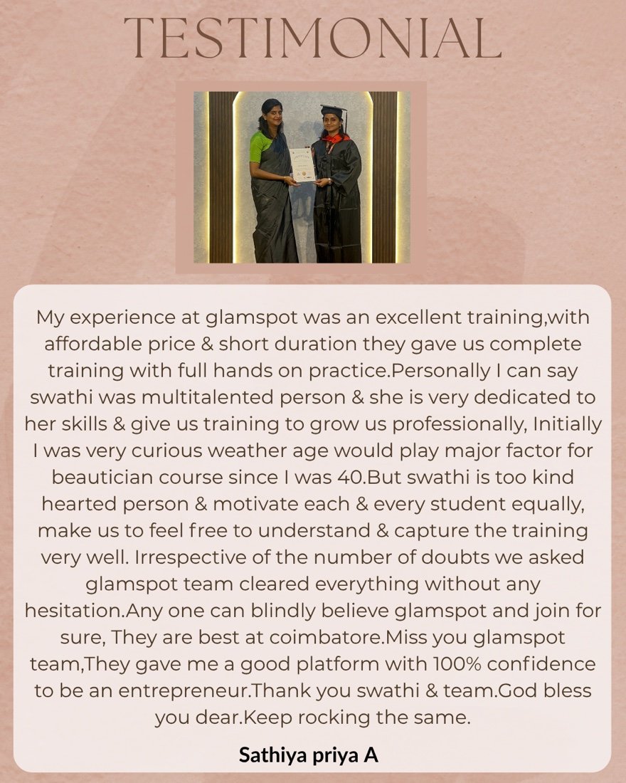 Student feedback for Glamspot Academy