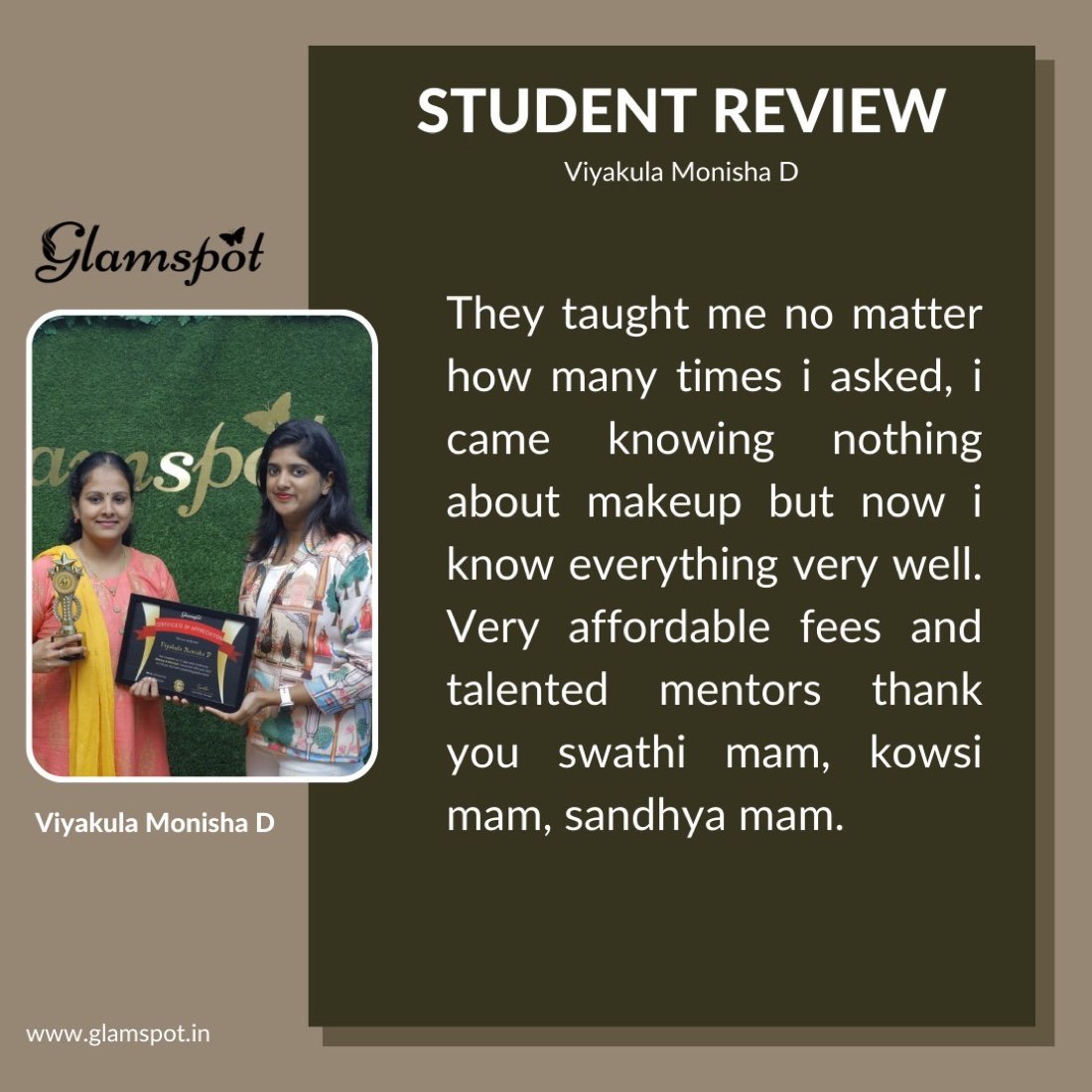 Student feedback for Glamspot Academy