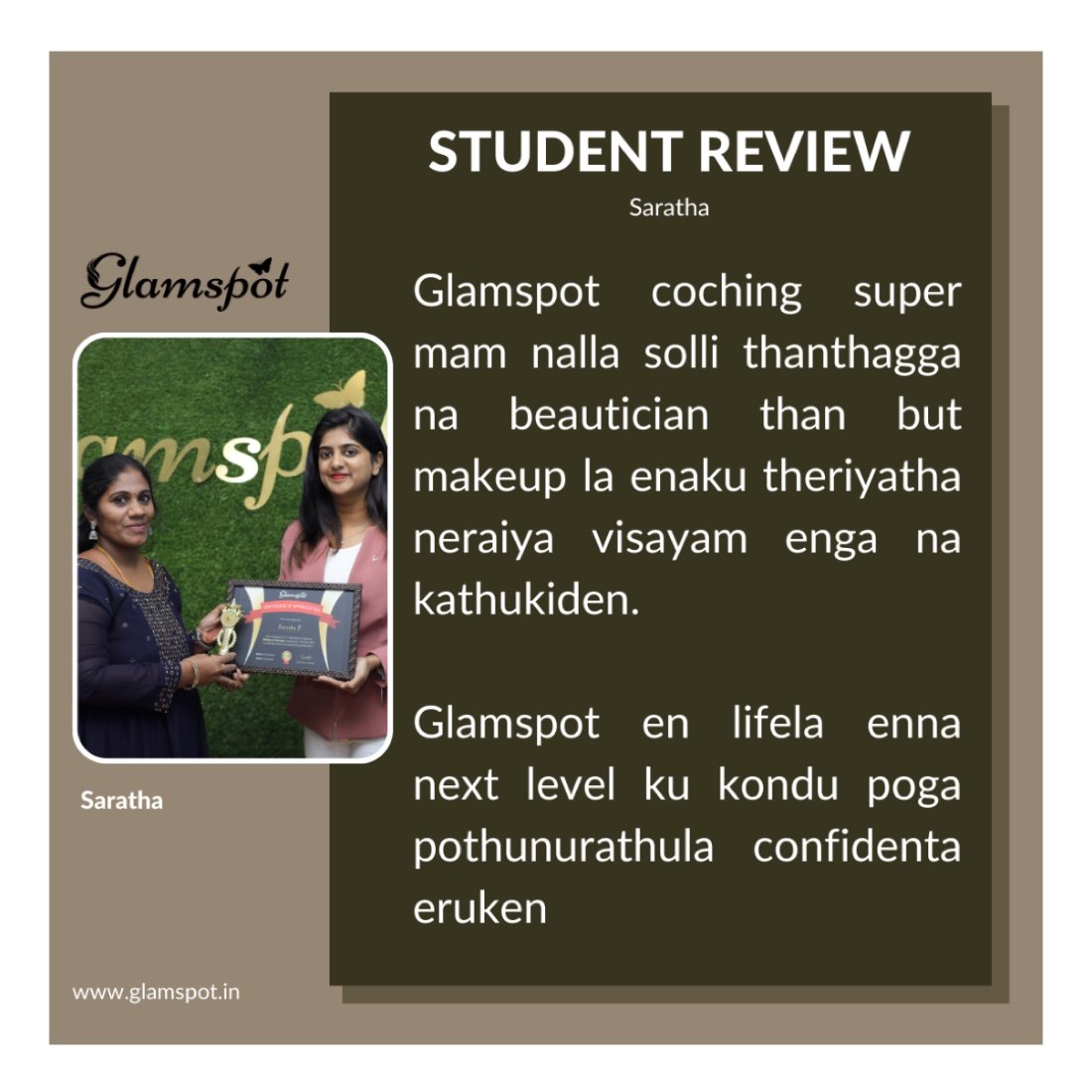 Student feedback for Glamspot Academy